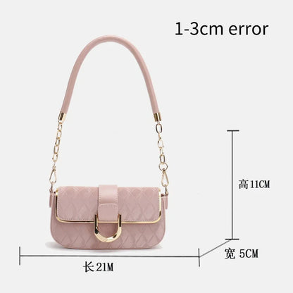 Sweet Pu Leather Women's Shoulder Bag Fashion Design Chain Ladies Underarm Bags Simple Square Female Handbags Crossbody Bag