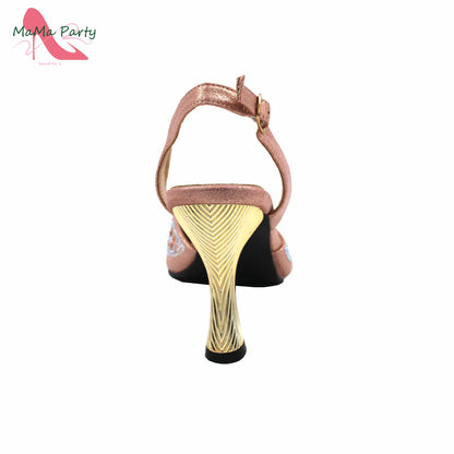 Peach Color New Arrivals Nigerian Women Shoes and Bag Set High Quality Super High Heels for Garden Party