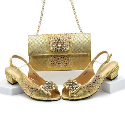 New Arrival African Shoes and Bags Sets Decorated with Rhinestone Women Shoe Size 43 Shoes for Women 2025 Designer Luxury