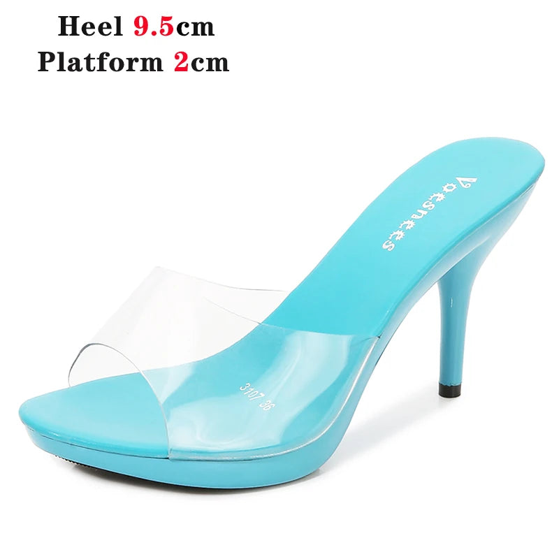 2022 Stripper Heels Women's Luxury Shoes Slippers Sexy Black Pumps Sandals Female Point Toe High Heel Stiletto Hollow Dress Shoe