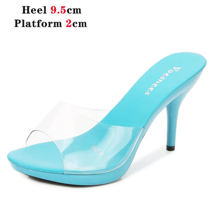 2022 Stripper Heels Women's Luxury Shoes Slippers Sexy Black Pumps Sandals Female Point Toe High Heel Stiletto Hollow Dress Shoe