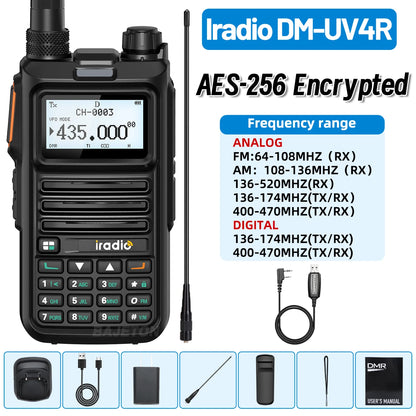 Iradio DM-UV4R DMR Walkie Talkie Dual Mode Dual Time Slot AES-256 Encryption Digital Analog SMS NOAA For RT-4D Ham Radio