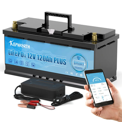 12V LiFePO4 Battery Pack 100 120 135 200Ah for Golf Cart RV Campers Off-Road Built-in Bluetooth 6000 Cycles Lithium Power