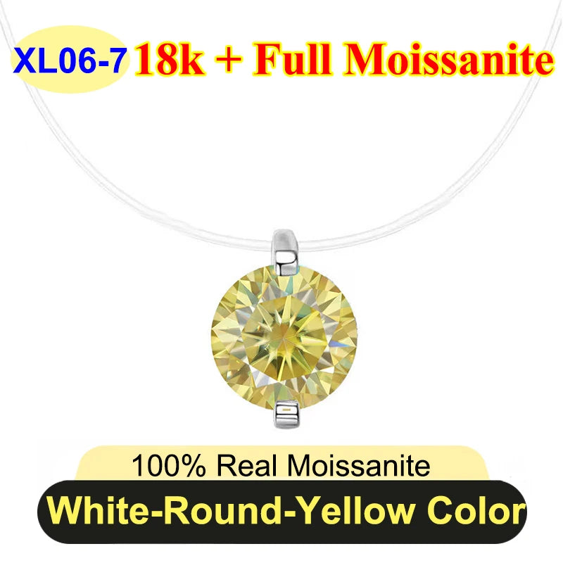 0.5ct-5ct Classic Fish Line Full Moissanite Necklace For Women S925 Silver Plated 18k D Color VVS1 Women's Moissanite Chain Gift