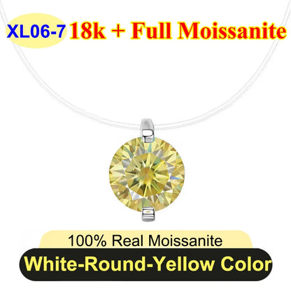 0.5ct-5ct Classic Fish Line Full Moissanite Necklace For Women S925 Silver Plated 18k D Color VVS1 Women's Moissanite Chain Gift