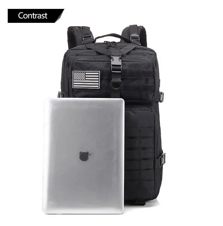 45L Tactical Fishing Backpack Molle Water Resistant Outdoor Tackle Bag Large Capacity Storage Camping Hiking Travel Rucksack Trekking Men Women Anglers Fishermen Rod Reel Gear Durable Multi Pocket Wear Resistant Lake River Se