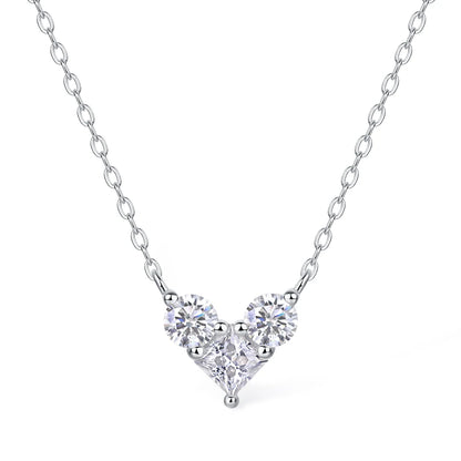 Sweetrain 4mm Princess Cut Moissanite Necklace 925 Sterling Sliver Chain Plated 18k White Gold Heart Necklace for Women Jewelry