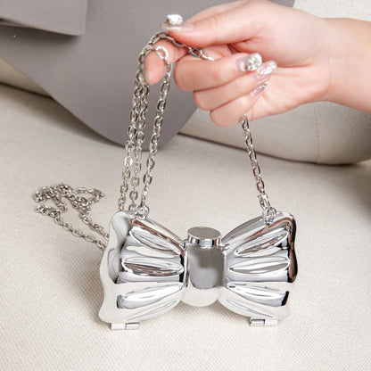 Women's Luxury Designer Bow Acrylic Clutch Bag with Chain Mini Crossbody Handbag for Party Evening Gold Silver Bags for Woman