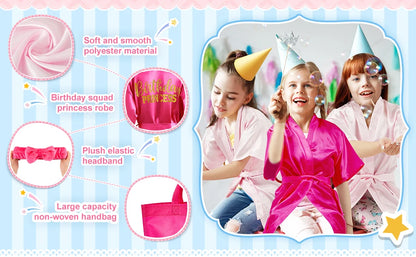 40 Pcs Girls Spa Party Supplies 10 Birthday Squad Princess Robe 10 Tote Bags 10 Headbands 10 Spa Masks for Birthday