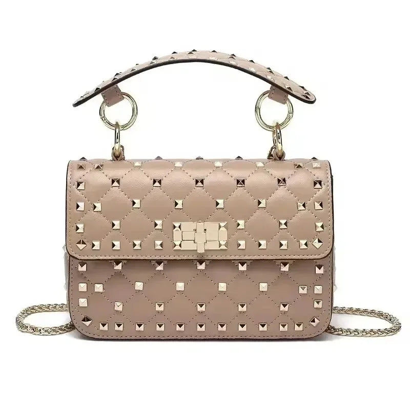 2026 New Fashion Women Sheepskin Leather Rivet Handbags Chain Bag Designer Shoulder Bags Luxury Woman Messenger Bags