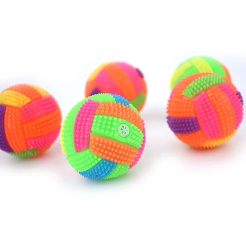 Dog Chew Toys for Small to Large Breed Dogs Squeak Glowing Balls Non-Toxic Rubber for Puppy Clean Teeth Relieve Boredom