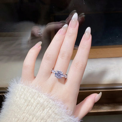 18K white gold and platinum PT950 moissanite diamond ring for women sterling silver 3 carat four-claw diamond ring for wedding