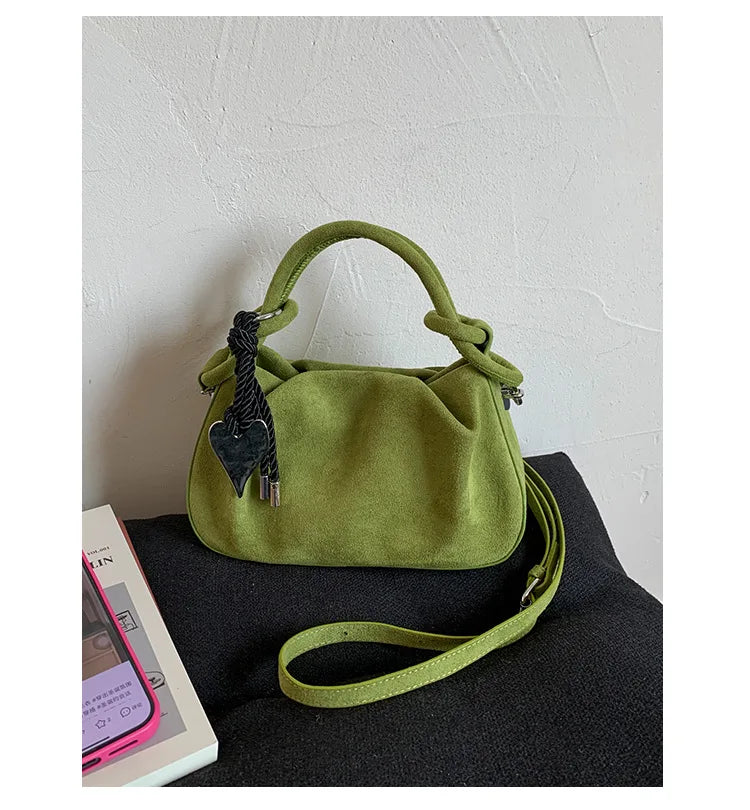 Small Suede Fashion Leather Shoulder Bags for Women 2025 Luxury Designer Brand Trend Crossbody Bag Females Short Handle Handbags