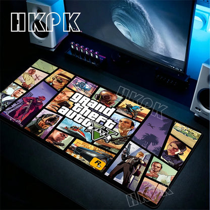 Large Gamer Desk Mat Office Table Pad Grand Theft Auto Deskpad Pad Computer Laptop Accessories Gaming Mousepad Anime Xxl 90x40cm