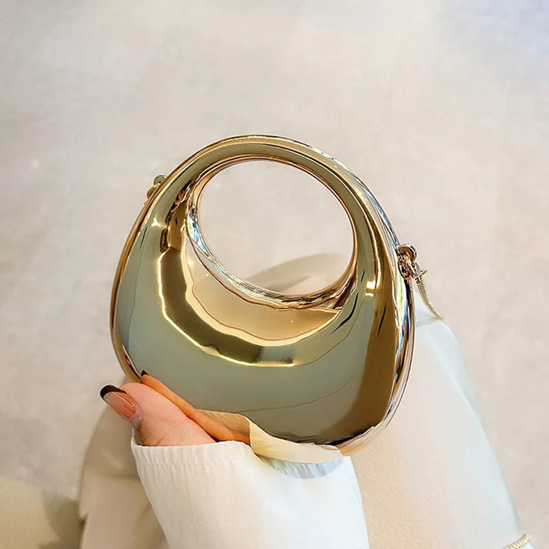 Luxury Designer Evening Clutch Clear Acrylic Women Handbags Fashion Shoulder Bag Half Moon Wedding Purses Party Tote Ladies
