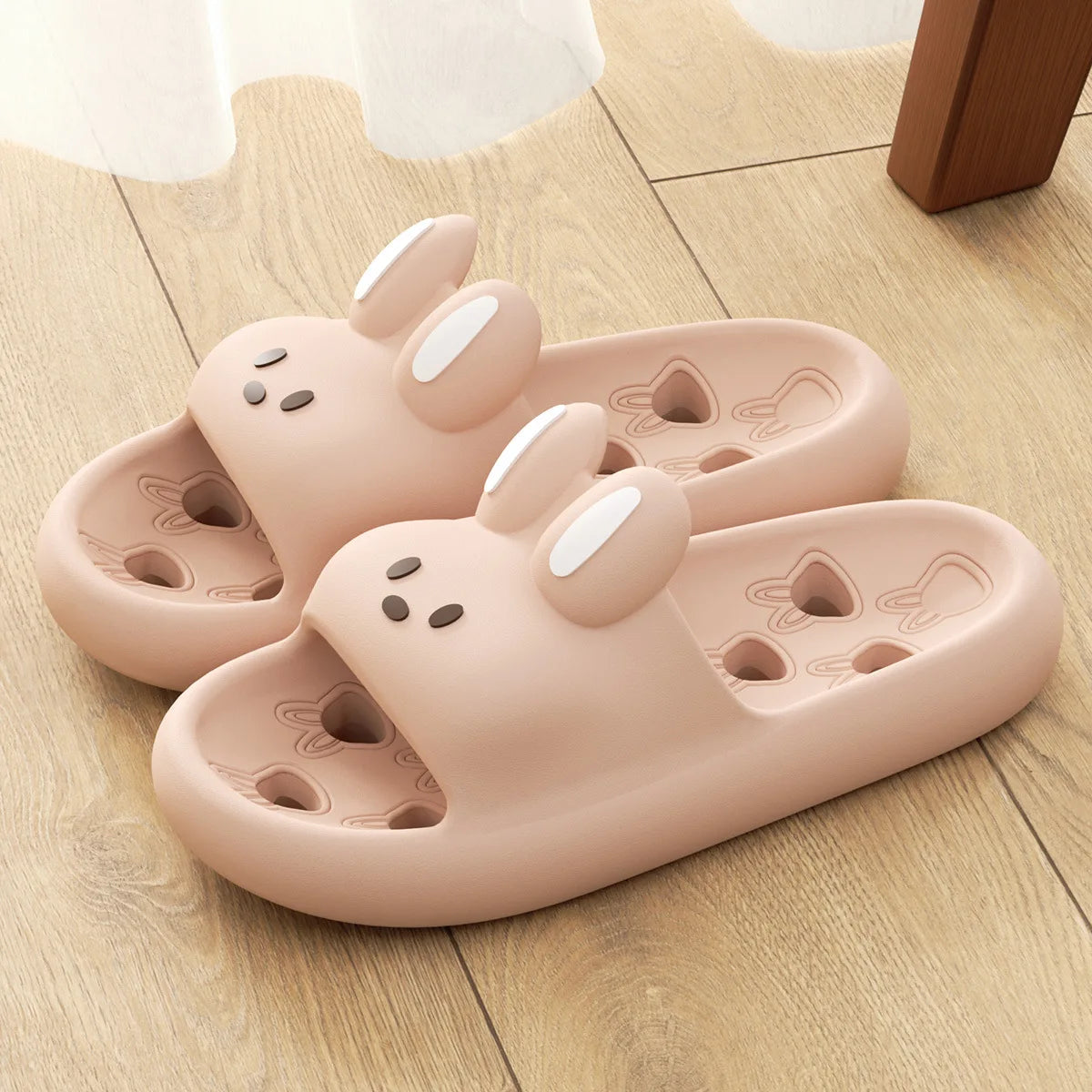 Cute Cartoon Rabbit Indoor Bathroom Slippers For Men Women Summer House Shoes Soft EVA Leaking Style Lovers Home Shower Slides