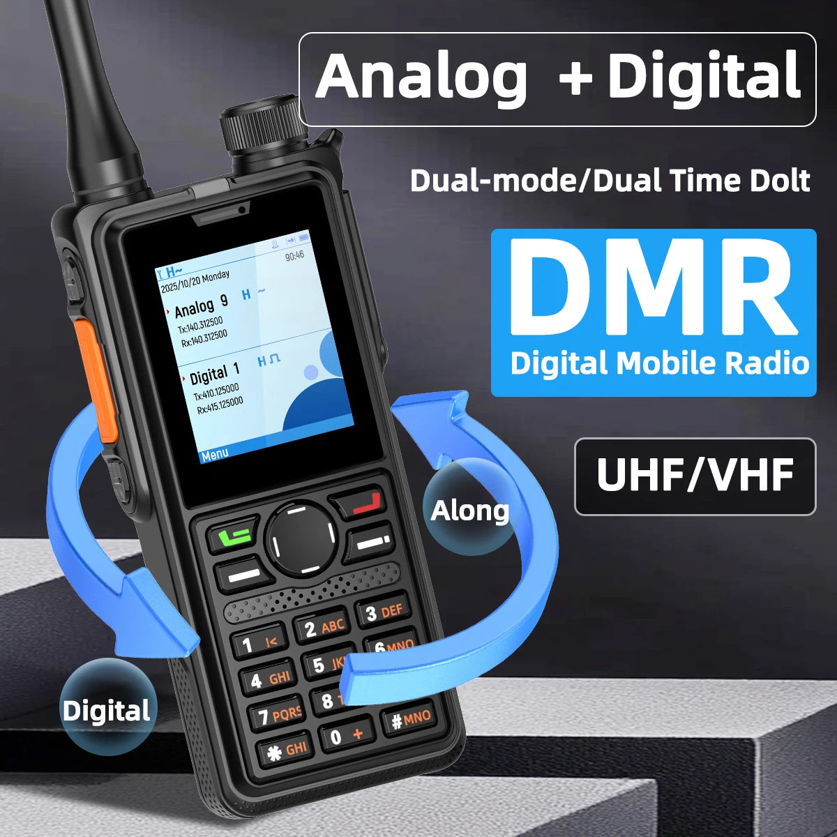 AIRITON AI-881 DMR Walkie Talkie IP67 Waterproof 10W High Power Dual Time Slot Large Color Screen New AR-880 VOX Two Way Radio