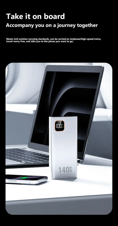 Lenovo 140W Super Fast Charging 2026 Ultra Capacity CCC Portable Charger Power Bank For IPhone Samsung 500000mAh