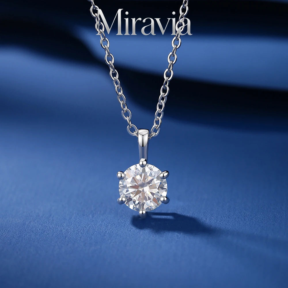 1ct 2ct VVS1 D ColorMoissanite Necklace For Women 925 Sterling Silver Sparkling with Certificate Pendant Wedding Party Jewelry