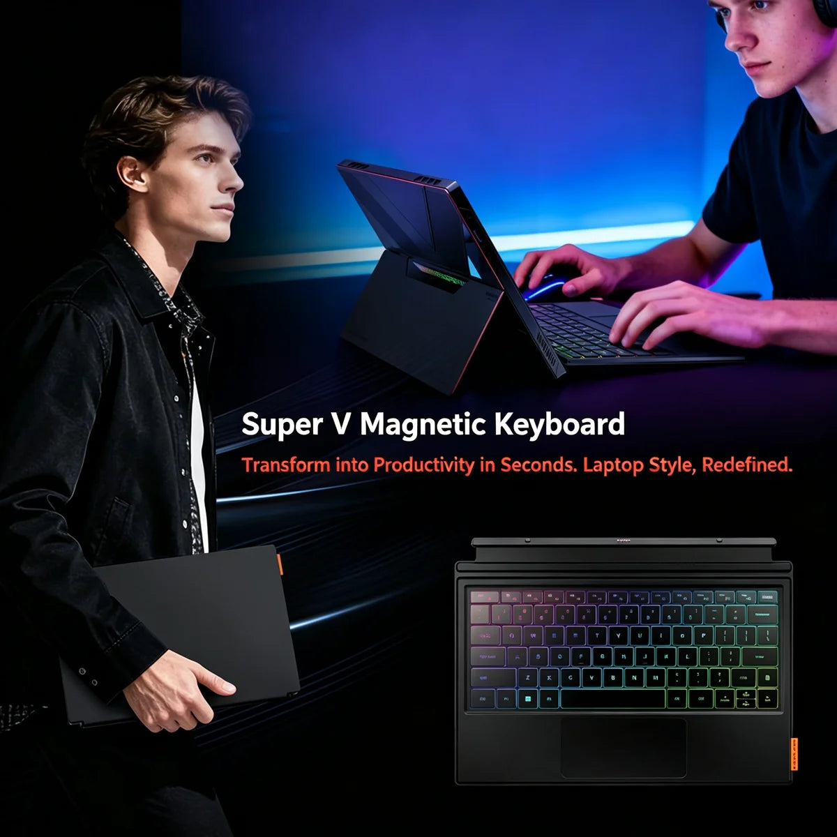 OneXPlayer Super V 2-in-1 Gaming Tablet Laptop with Intel Core Ultra X7 358H Mini Gaming PC 2.8K OLED Touchscreen Portable AI