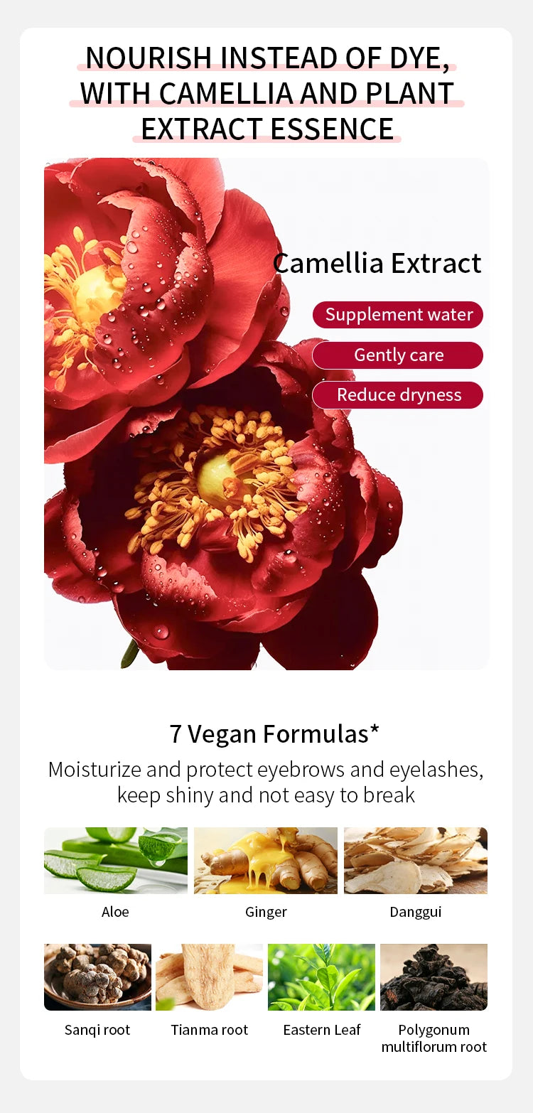 ICONSIGN Natural Vegan Brow Tint Kit 3 in 1 Camellia Extract Gentle Long Lasting No Need Mixing Easy Use Eyelash&Eyebrow Dye Set