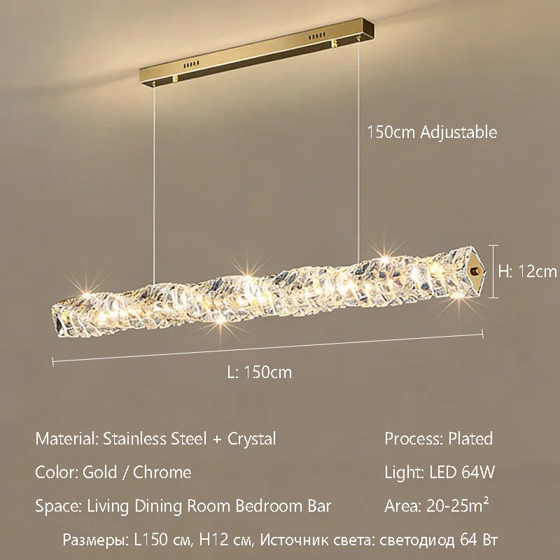Luxury K9 Crystal Chandelier Dimmable Ceiling LED Pendant Lights Home Living Room Bedroom Indoor Atmosphere Decorative Lighting