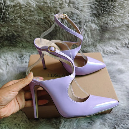 Women Sandals Hollow Jazz Dance Sexy Pumps 11cm Pointed Toe High Heels Ankle Strap Stilettos Nighclub Party Dress Wedding Shoes