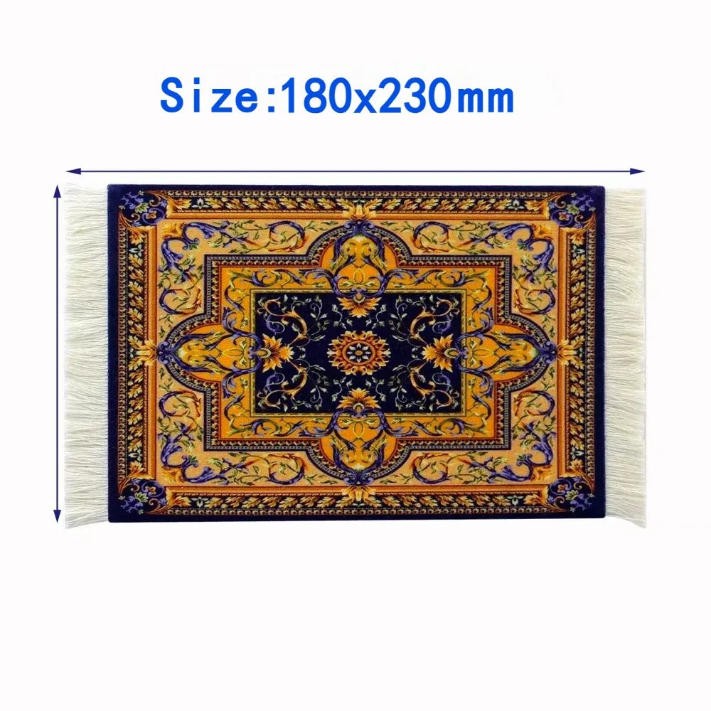 Woven flower Persian carpet small coaster wholesale merchants cheap mouse pad desk mat retro style rubber non-slip computer mats