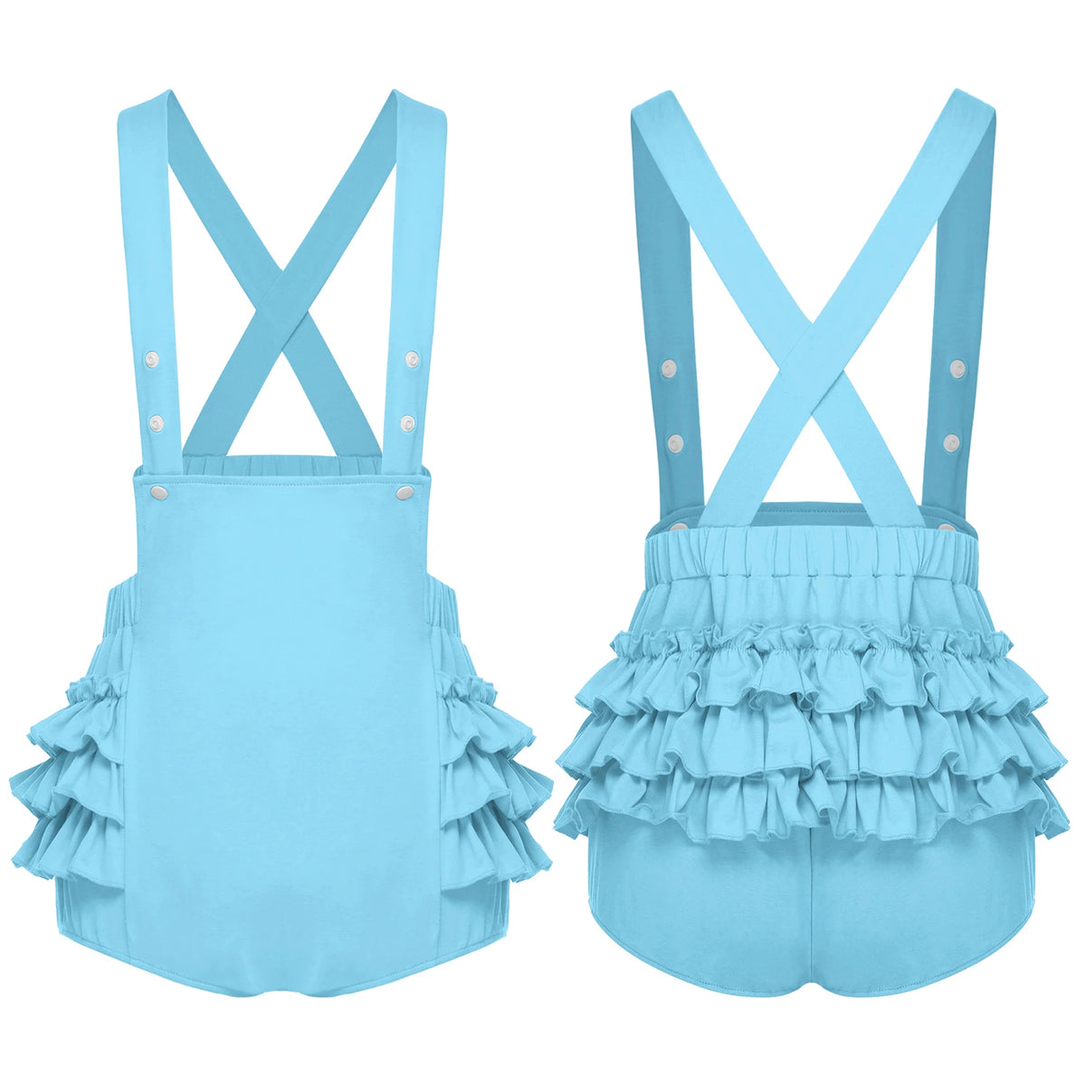 Women Ruffled Skinny Shorts Overalls Rave Dance Party Streetwear Elastic Waistband Adjustable Strap Suspender Short Bib Rompers