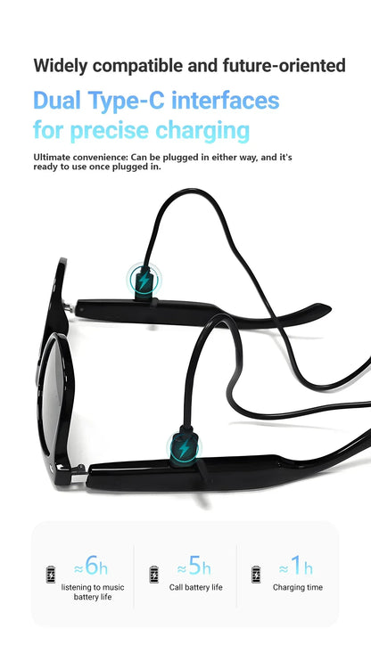 Smart Glasses AI translation 100+ Languages Make Receive Calls Music Calling Noise Reduction Light BT TWS Glasses Men Women
