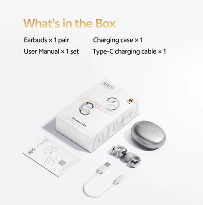 QCY Crossky C30S Open Ear Wireless Earphones Hi-Res with LDAC Ear Clip Earbuds Bluetooth 6.0 Clip On OWS Sports Headphones 40Hrs