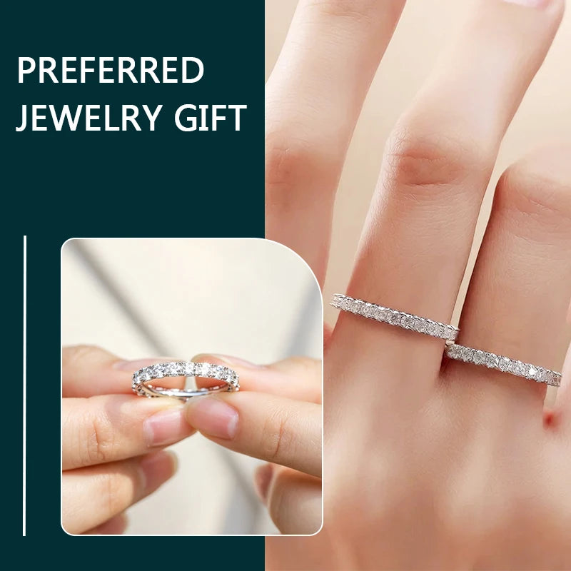 WES Moissanite Full Eternity Ring Wedding Band 925 Sterling Silver D Color VVS1 Lab Anniversary Engagement Stackable Women Ring