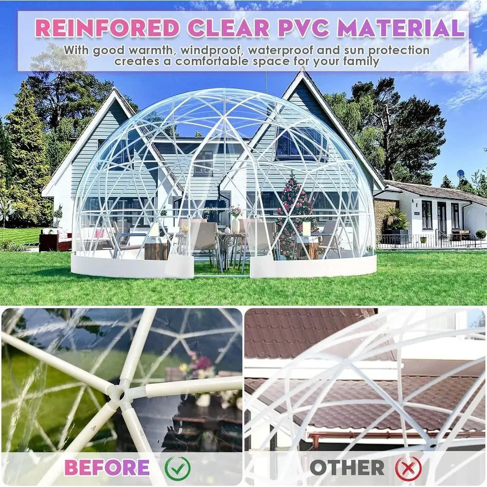 All-Weather Geodesic Dome Tent for 2-8 People, Clear Bubble Structure with Door & Window, Suitable for Outdoor, Camping, and Par