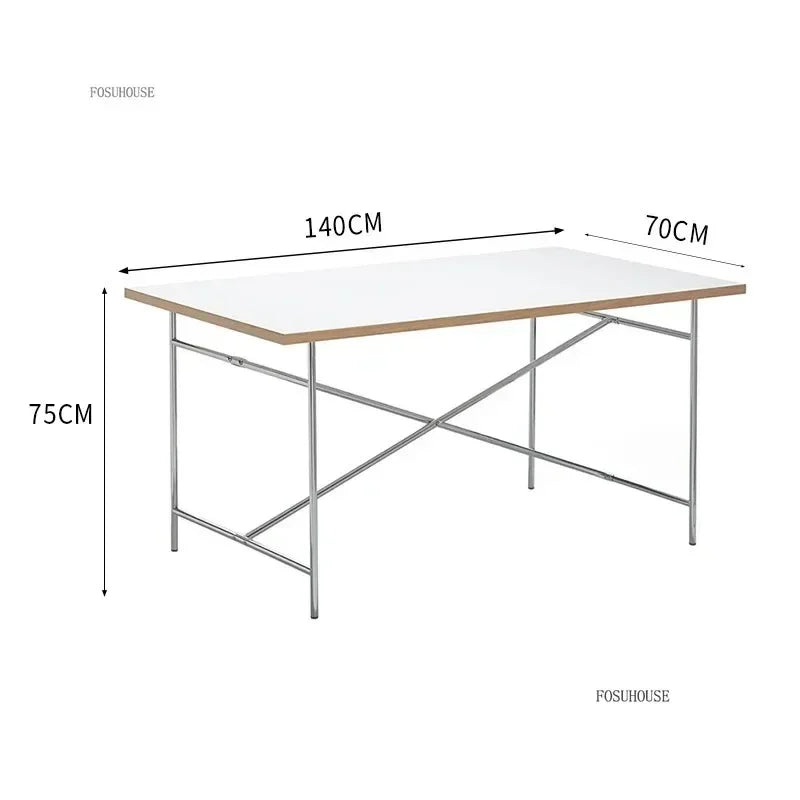 Office Furniture Stainless Steel Leg Rectangular Desks Solid Wood Office Computer Desk For Conference Room Writing Study Table g