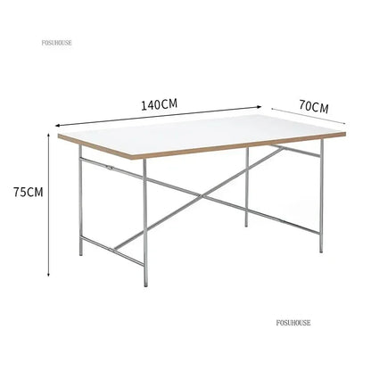 Office Furniture Stainless Steel Leg Rectangular Desks Solid Wood Office Computer Desk For Conference Room Writing Study Table g