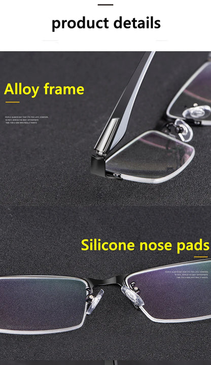 Smart Progressive Photochromic Reading Glasses Men TR90 Multi-Focus Anti Blue Ray Business Eyeglasses Fashion Half-Frame +2.5