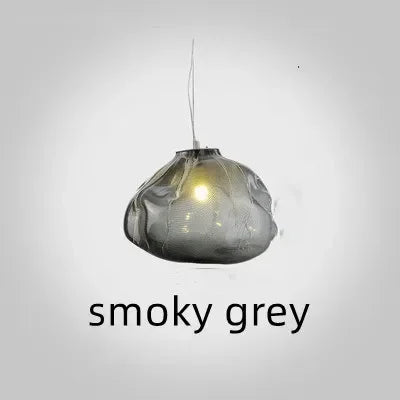 Nordic Designer Smoke Gray Cloud Glass Hanging Chandelier Hotel Living Room Art LED Pendant Lamp Staircase Decor Lights Fixtures