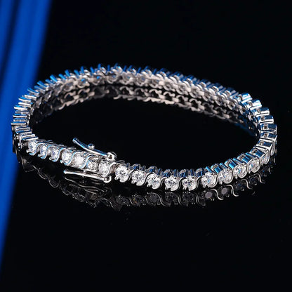 Luxury Hiphop IED Out 3mm 4mm 5mmTennis Bracelet Full Diamond 925 Silver Plated Wedding Party Jewelry Bracelets for Women Man