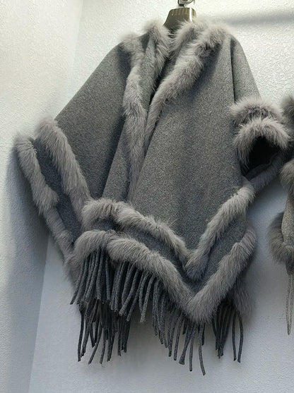 2025 Women Real Fox Fur Shawl High Quality Fashion High Quality Hot sale Female Wool Wrap