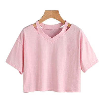 Y2k Crop Tops Women's Graphic Short Sleeve V-neck Cropped T Shirt 90s Vintage Tshirt Woman Summer Sexy T-shirt