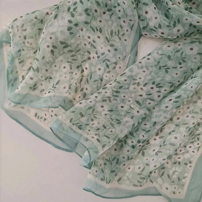 Small Flower Full of Stars Print Women Elegant Chiffon Georgette Bandana Scarf Summer Beach Sunscreen Thin Hijab Shawl