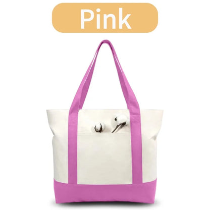 1/3/6PCS Heavy Duty Canvas Tote Bag with Front Pocket Blank DIY Reusable Grocery Shoulder Bag for Women Office School Beach