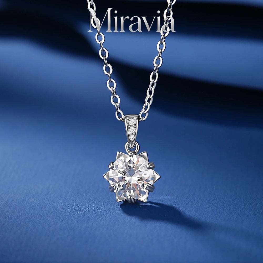 1-2CT Moissanite Pendant Necklace D Color VVS1 Lab Grown Diamond for Women Wedding Engagement 925 Sterling Silver Fine Jewelr