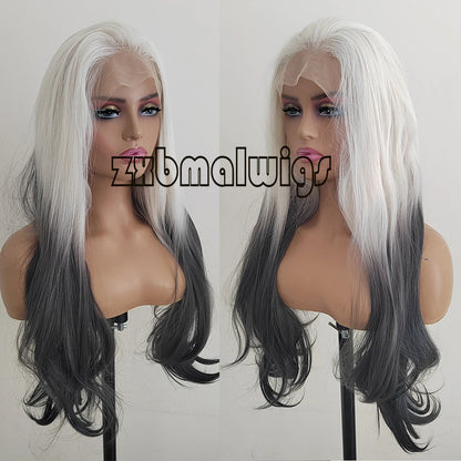 Synthetic Hair Ombre Blonde To Red  Straight Pre Plucked 13x4 Lace Front Wigs for Black Women Glueless Cosplay Daily Wear Wigs