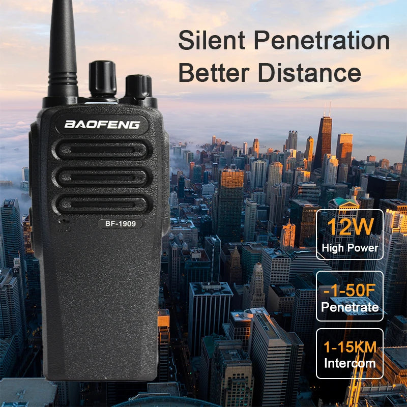 1/2PCS BaoFeng BF 1909 12W High Power Walkie Talkie Long Range UHF Two Way Radio Type C Charging Transmitter Upgrade UV 5R UV 82