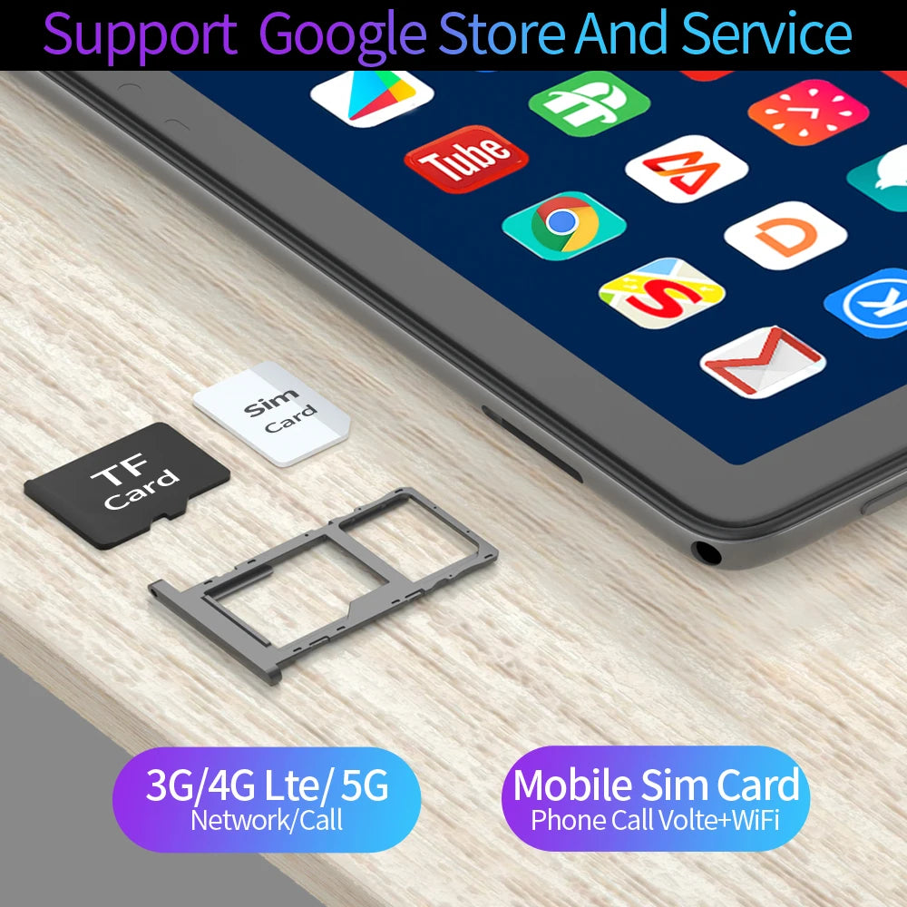 Tablet 4G 5G Pad Pro 8GB RAM 512GB ROM 10.1 Inches FHD Display Android 13.0 Dual SIM Card Slot 8000mAh Battery Original Tablets