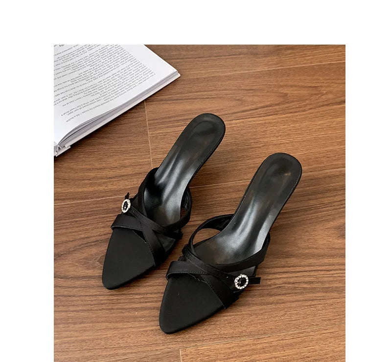 Sexy High Heels Slippers Pointed Toe Heels Shoes for Woman Sandals Luxury Dress Slides Elegant Pumps Party Mujer Flip Flops