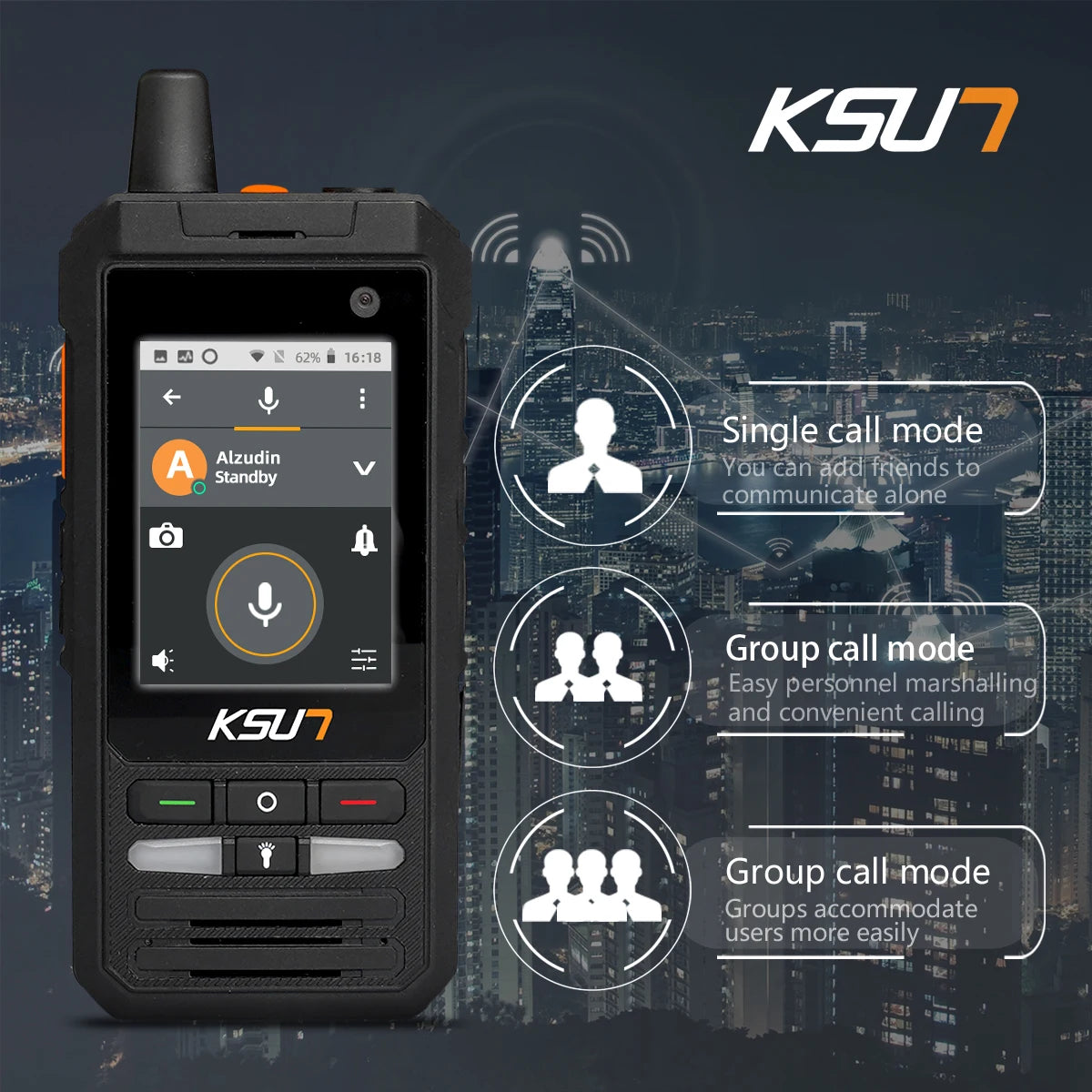 Compatible With ZELLO Walkie Talkie Phone 4G Android WIFI Blue-Tooth Touch Screen Two Way Radio Global Long Range KSUN ZL20