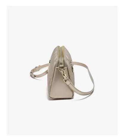 FOXER Elegant Women's Shoulder Bag Split Leather Lady Crossbody Bag Fashion Monogram Print Large Capacity Purse