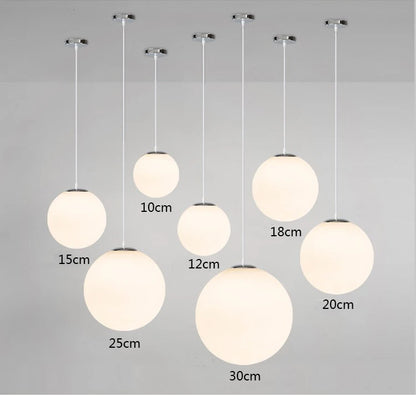 Gold/Black/silv Glass Ball Pendant Lights White Globe Hanging Lamps Bar Restaurant Deco Luminaire Bedroom Light E27 Pendant Lamp